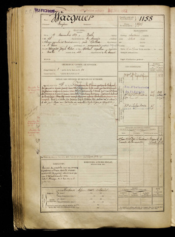 Wargnier, Eugène, né le 09 novembre 1889 à Nesle (Somme), classe 1909, matricule n° 1158, Bureau de recrutement de Péronne