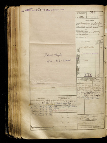 Robart, Eugène René, né le 12 juillet 1894 à Bouillon (Belgique), classe 1914, matricule n° 342, Bureau de recrutement d'Amiens