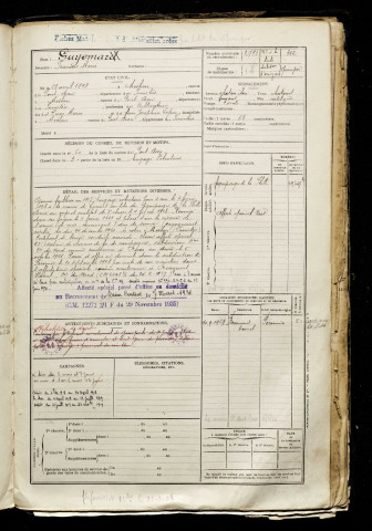 Guyomar, François Marie, né le 28 avril 1898 à Moëlan-sur-Mer (Finistère), classe 1918, matricule n° 2793, Bureau de recrutement de Péronne