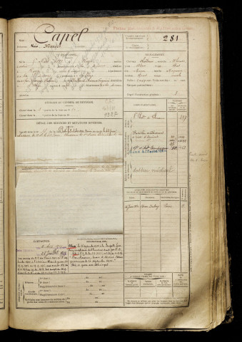Capel, René Marcel, né le 05 mars 1889 à Roye (Somme), classe 1909, matricule n° 281, Bureau de recrutement de Péronne