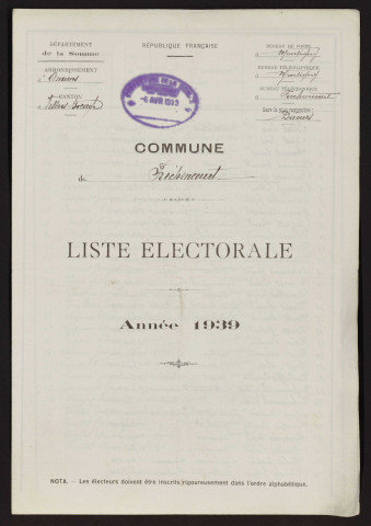 Liste électorale : Fréchencourt