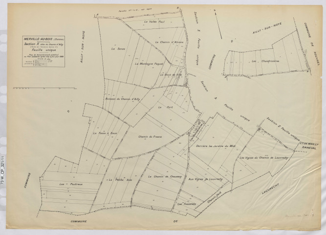 Plan du cadastre rénové - Merville-au-Bois : section X
