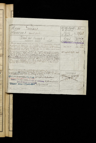 Gérard, Joseph Zéphir, né le 17 décembre 1878 à Crémery (Somme), classe 1898, matricule n° 30, Bureau de recrutement de Péronne