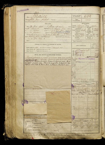 Maire, Paul Jean Robert, né le 29 juin 1895 à Paris 18e Arrondissement (Paris), classe 1915, matricule n° 692, Bureau de recrutement d'Amiens