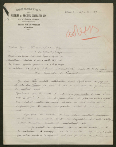 Témoignage de Blaise, Marcel et correspondance avec Jacques Péricard