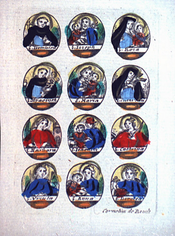 Image pieuse à l'effigie de différents saints.