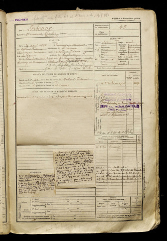 Lesenne, Armand Charles Bernard, né le 20 août 1896 à Quesnoy-sur-Airaines (Somme), classe 1916, matricule n° 45, Bureau de recrutement d'Amiens