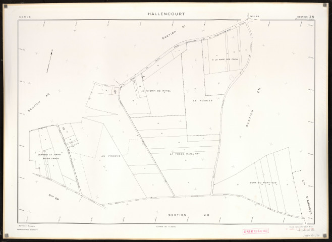 Plan du cadastre rénové - Hallencourt : section ZN
