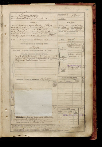 Demarcy, Laurent Charles Eugène, né le 18 septembre 1873 à Montagne-Fayel (Somme), classe 1893, matricule n° 1265, Bureau de recrutement d'Amiens