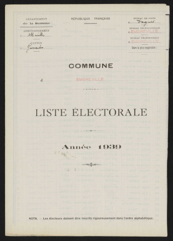 Liste électorale : Embreville