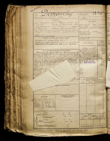 Demonchy, Alfred Isaac, né le 11 juillet 1897 à Woignarue (Somme), classe 1917, matricule n° 1340, Bureau de recrutement d'Abbeville