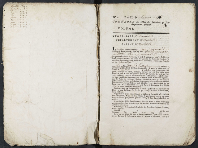 Contrôle des actes du bureau d’Amiens pour la période du 17 avril 1779 au 2 octobre 1779