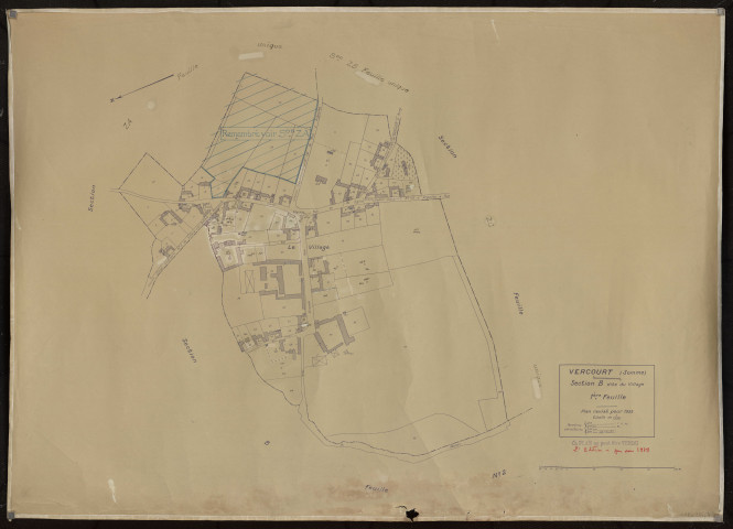 Plan du cadastre rénové - Vercourt : section B1