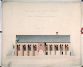 Chapelle du couvent-des-clarisses : plan en élévation de la façade latérale dressé par l'architecte Victor Delefortrie