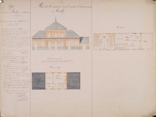 Plan de la maison d'école mixte de la commune de Tully