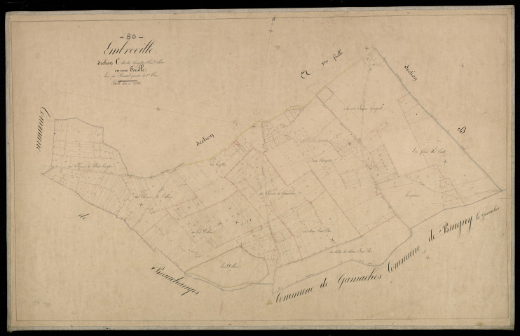 Plan du cadastre napoléonien - Embreville : Caveyettes (Aux) ; Bois Dilloire (Le), C