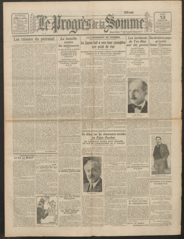 Le Progrès de la Somme, numéro 18430, 13 février 1930