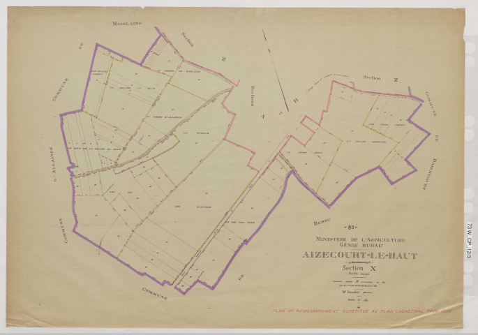 Plan du cadastre rénové - Aizecourt-le-Haut : section X