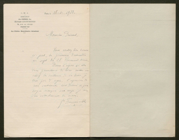 Témoignage de Bièque, Paul et correspondance avec Jacques Péricard