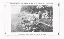 Voluntaris de Catalunya en l'Exèrcit francès - Un repos ben guanyat després de la batalla del Somme - Comité de Germanor amb els voluntaris Catalans