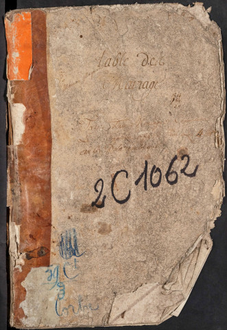 Tables des contrats de mariage du bureau de Corbie pour la période 1784-an 6