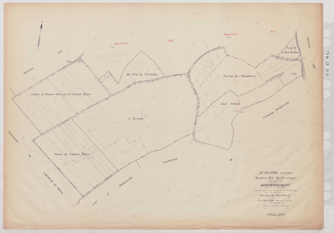 Plan du cadastre rénové - Aumâtre : section ZC