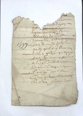 Etude de Me Martin Miraulmont à Amiens (étude n°21). Minutes de l'année 1599