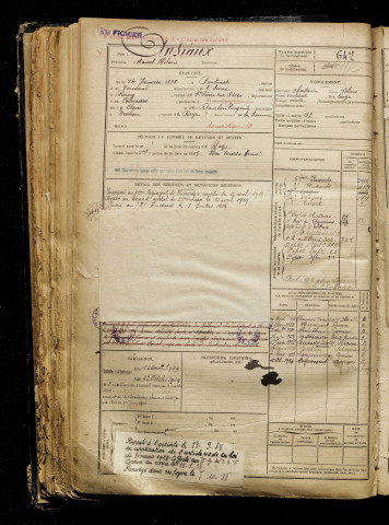 Ansiaux, Marcel Hilaire, né le 14 janvier 1898 à Pontruet (Aisne), classe 1918, matricule n° 642, Bureau de recrutement de Péronne