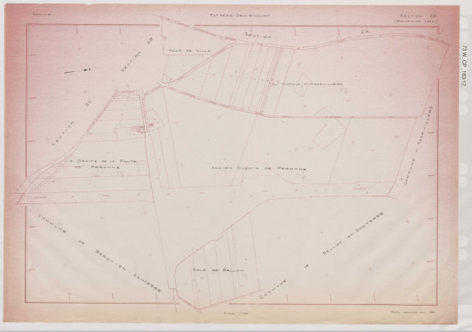 Plan du cadastre rénové - Estrées-Deniécourt : section ZB