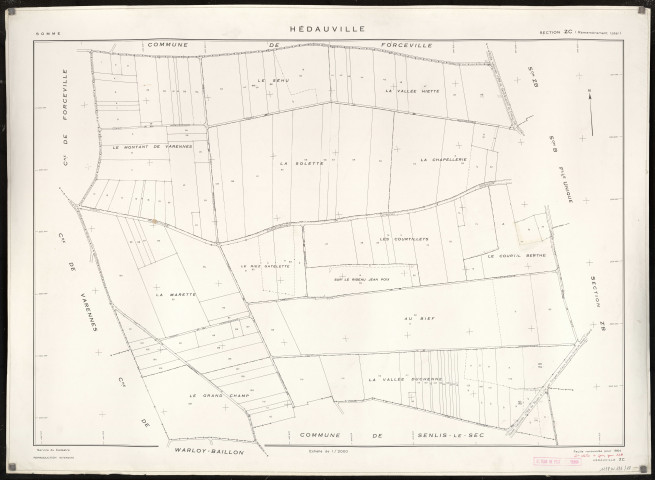 Plan du cadastre rénové - Hédauville : section ZC