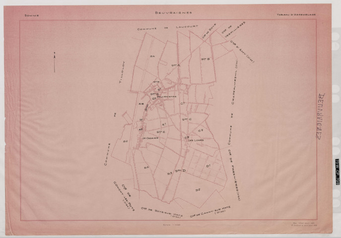 Plan du cadastre rénové - Beuvraignes : tableau d'assemblage (TA)