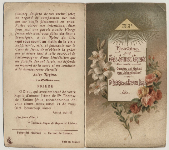 Neuvaine à la très Sainte Trinité. Neuvaine à la Trinité et à Sainte Thérèse de l'Enfant Jésus