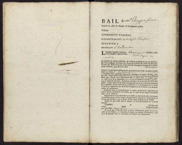 Contrôle des actes du bureau d'Andainville pour la période du 25 octobre 1736 au 30 juin 1737