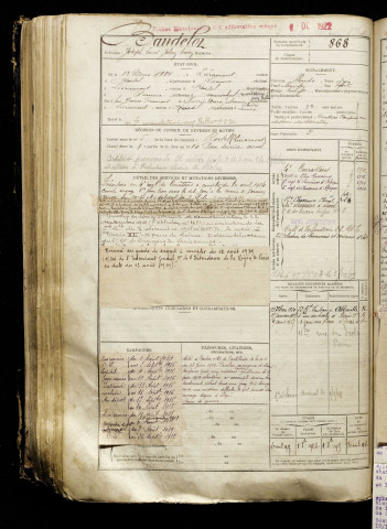 Baudelot, Joseph Louis Julien Siméon, né le 18 mars 1894 à Liéramont (Somme), classe 1914, matricule n° 868, Bureau de recrutement de Péronne