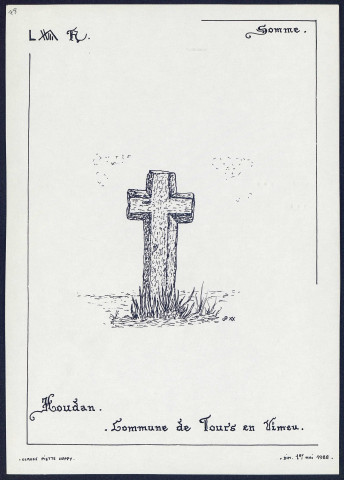 Houdan (commune de Tours-en-Vimeu) : croix en pierre - (Reproduction interdite sans autorisation - © Claude Piette)