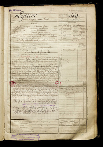 Lejeune, Marius François Honoré, né le 09 janvier 1901 à Tours-en-Vimeu (Somme), classe 1921, matricule n° 669, Bureau de recrutement d'Abbeville