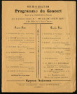 Fête du 14 juillet 1918 - Programme du concert donné à la citadelle à 14 heures avec le gracieux concours de "The 4th Army String Band" et des poilus de la Place d'Amiens