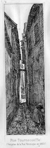 Rue Tournecoëffe. (Vue prise de la rue Véronique en 1853)