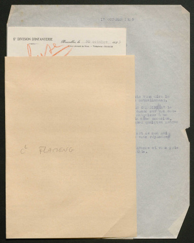 Témoignage de Flameng (Lieutenant colonel) et correspondance avec Jacques Péricard