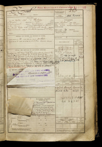 Noel, Félicien Gustave, né le 10 juillet 1896 à Glatigny (Oise), classe 1916, matricule n° 215, Bureau de recrutement de Péronne