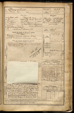 Chevalier, Arsène Paul, né le 09 mars 1872 à Forges-les-Eaux (Seine-Maritime), classe 1892, matricule n° 455, Bureau de recrutement d'Amiens