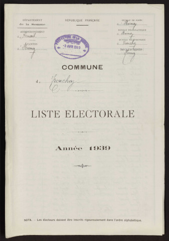 Liste électorale : Hornoy-le-Bourg (Tronchoy)