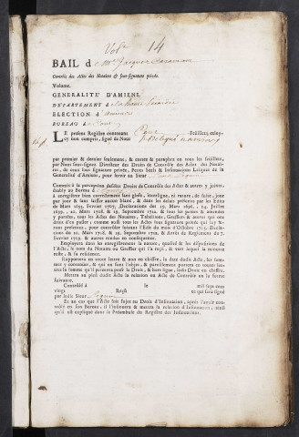 Contrôle des actes du bureau de Conty pour la période du 3 août 1729 au 7 avril 1731
