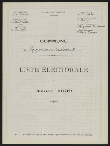 Liste électorale : Guyencourt-Saulcourt