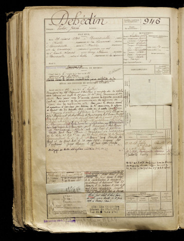 Dehédin, Victor Joseph, né le 27 mars 1890 à Bourseville (Somme), classe 1910, matricule n° 946, Bureau de recrutement d'Abbeville
