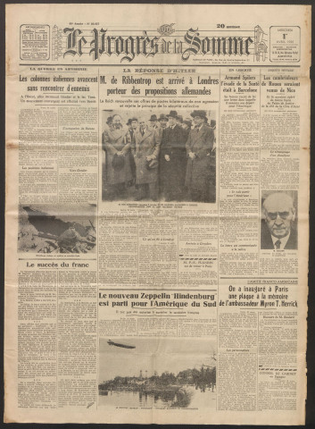 Le Progrès de la Somme, numéro 20657, 1er avril 1936