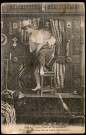 Carte postale "Lits clos et berceaux, le petit levé de la belle fermière", envoyée de Ploërmel à Adrien Hennebert par son cousin