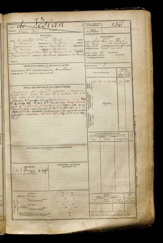 De Vésian, François Gaston Louis Marie Guy, né le 30 juillet 1894 à Paris 18e Arrondissement (Paris), classe 1914, matricule n° 156, Bureau de recrutement d'Abbeville