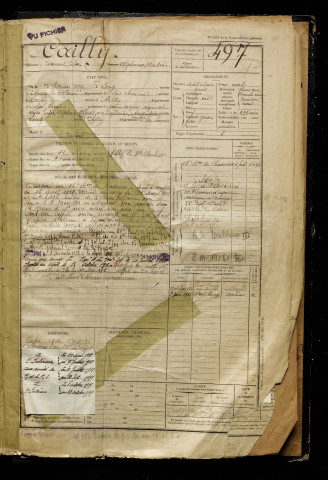 Cailly, Edouard Jules Alphonse André, né le 13 février 1899 à Long (Somme), classe 1919, matricule n° 497, Bureau de recrutement d'Abbeville