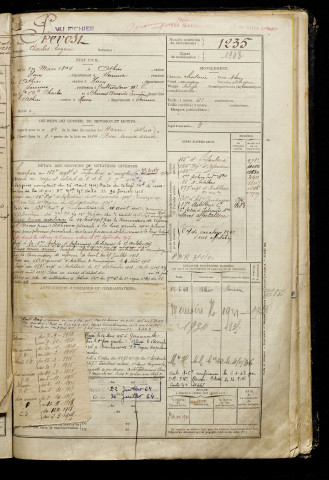Prevost, Charles Eugène, né le 10 mars 1894 à Athies (Somme), classe 1914, matricule n° 1235, Bureau de recrutement de Péronne